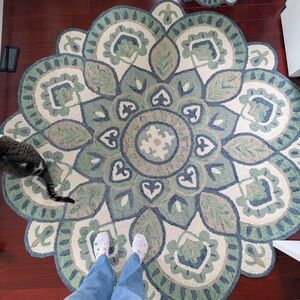 Floral Mandala Area Rug in Blue and Green
